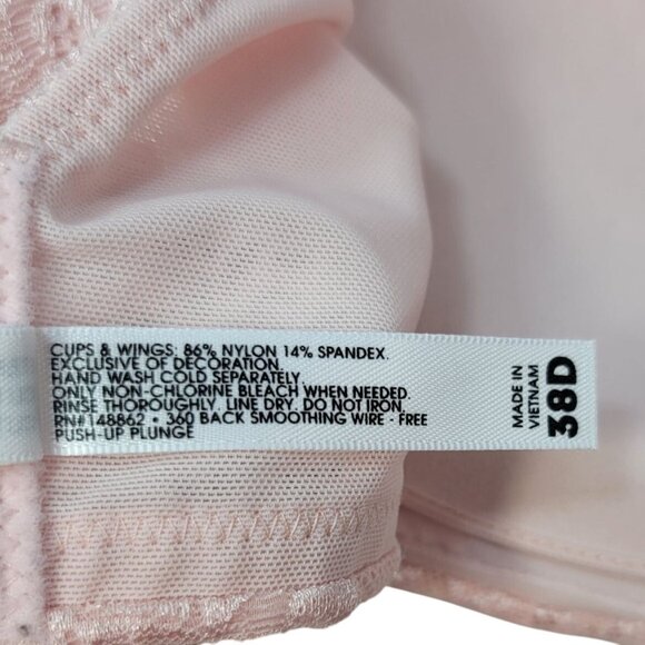 Torrid 360 Back Smoothing Wire Free Push Up Plunge Bra Pink 38D Full Cover Lace - Picture 10 of 10